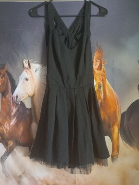 Sans Souci Black V-Back Flared Mini Dress